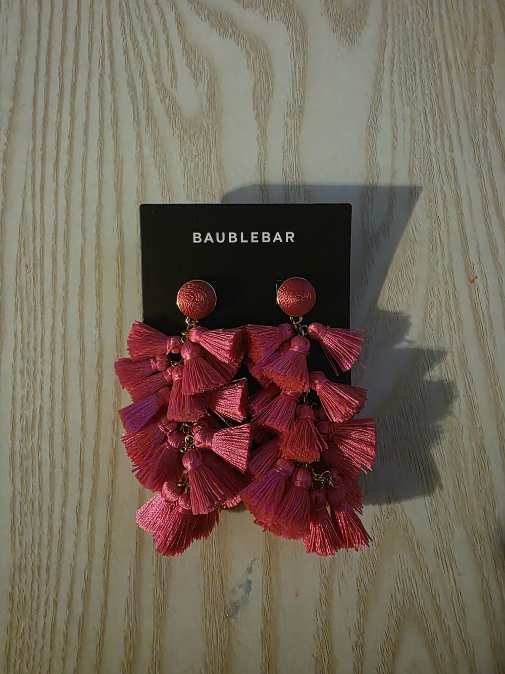 BaubleBar Hot Pink Tiered Tassel Earrings